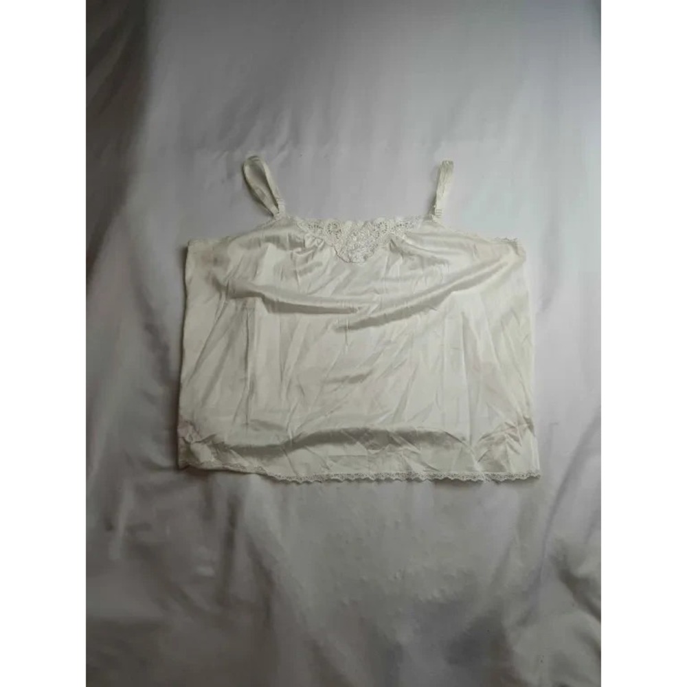 Vintage Vanity Fair Camisole Womens Size 38 White Nylon Lace Cami Lingerie Top